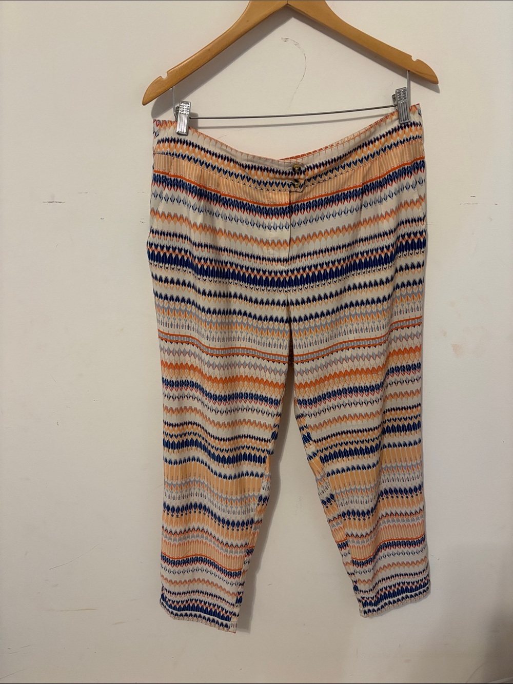 I.Crew Factory Striped Cropped Pants in Navy and Peach